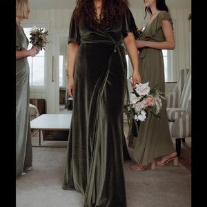Baltic Born Meghan Velvet Wrap Dress Olive XL